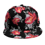 Rose And Heart Pattern Print Snapback Cap