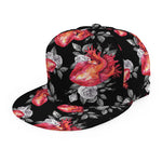 Rose And Heart Pattern Print Snapback Cap