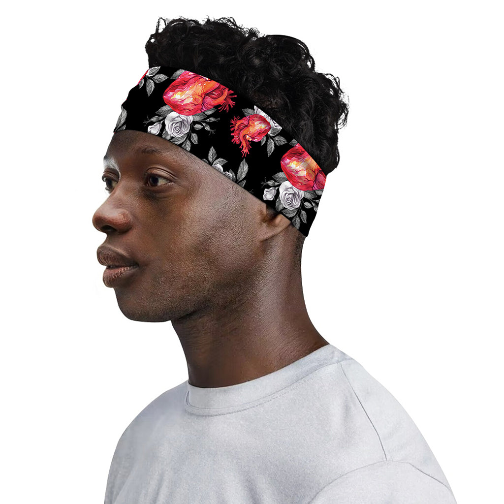 Rose And Heart Pattern Print Sports Headband