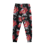 Rose And Heart Pattern Print Sweatpants