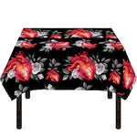Rose And Heart Pattern Print Tablecloth
