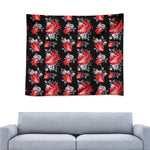 Rose And Heart Pattern Print Tapestry