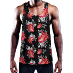 Rose And Heart Pattern Print Training Tank Top