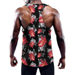 Rose And Heart Pattern Print Training Tank Top