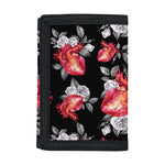 Rose And Heart Pattern Print Trifold Wallet