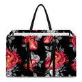 Rose And Heart Pattern Print Utility Tote Bag