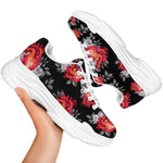 Rose And Heart Pattern Print White Chunky Shoes