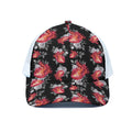 Rose And Heart Pattern Print White Mesh Trucker Hat