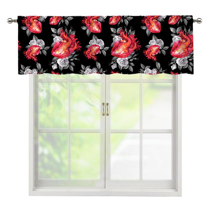 Rose And Heart Pattern Print Window Valance
