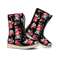Rose And Heart Pattern Print Winter Boots