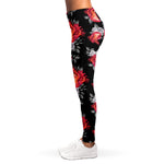 Rose And Heart Pattern Print Women's Leggings