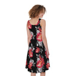 Rose And Heart Pattern Print Women's Sleeveless Dress