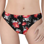 Rose And Heart Pattern Print Women's Thong