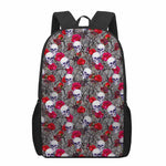Rose Branch Skull Pattern Print 17 Inch Backpack