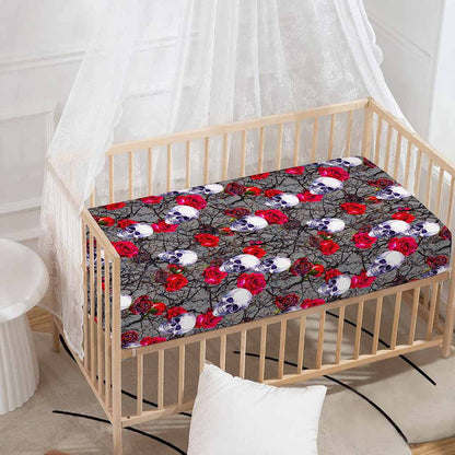 Rose Branch Skull Pattern Print Baby Crib Sheet