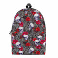 Rose Branch Skull Pattern Print School Backpack