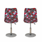Rose Branch Skull Pattern Print Bar Stool Covers