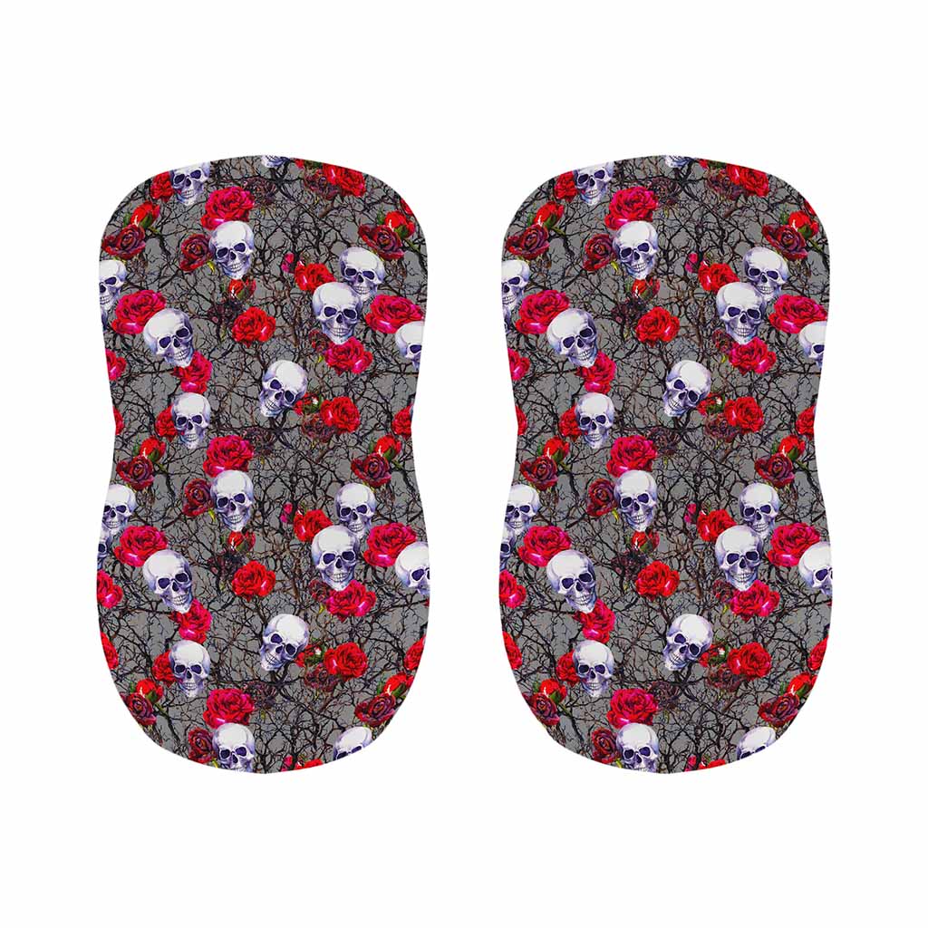 Rose Branch Skull Pattern Print Bar Stool Covers