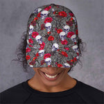 Rose Branch Skull Pattern Print Baseball Cap