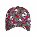 Rose Branch Skull Pattern Print Baseball Cap