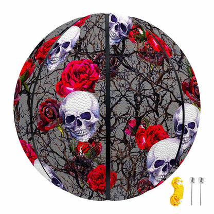 Rose Branch Skull Pattern Print Basketball