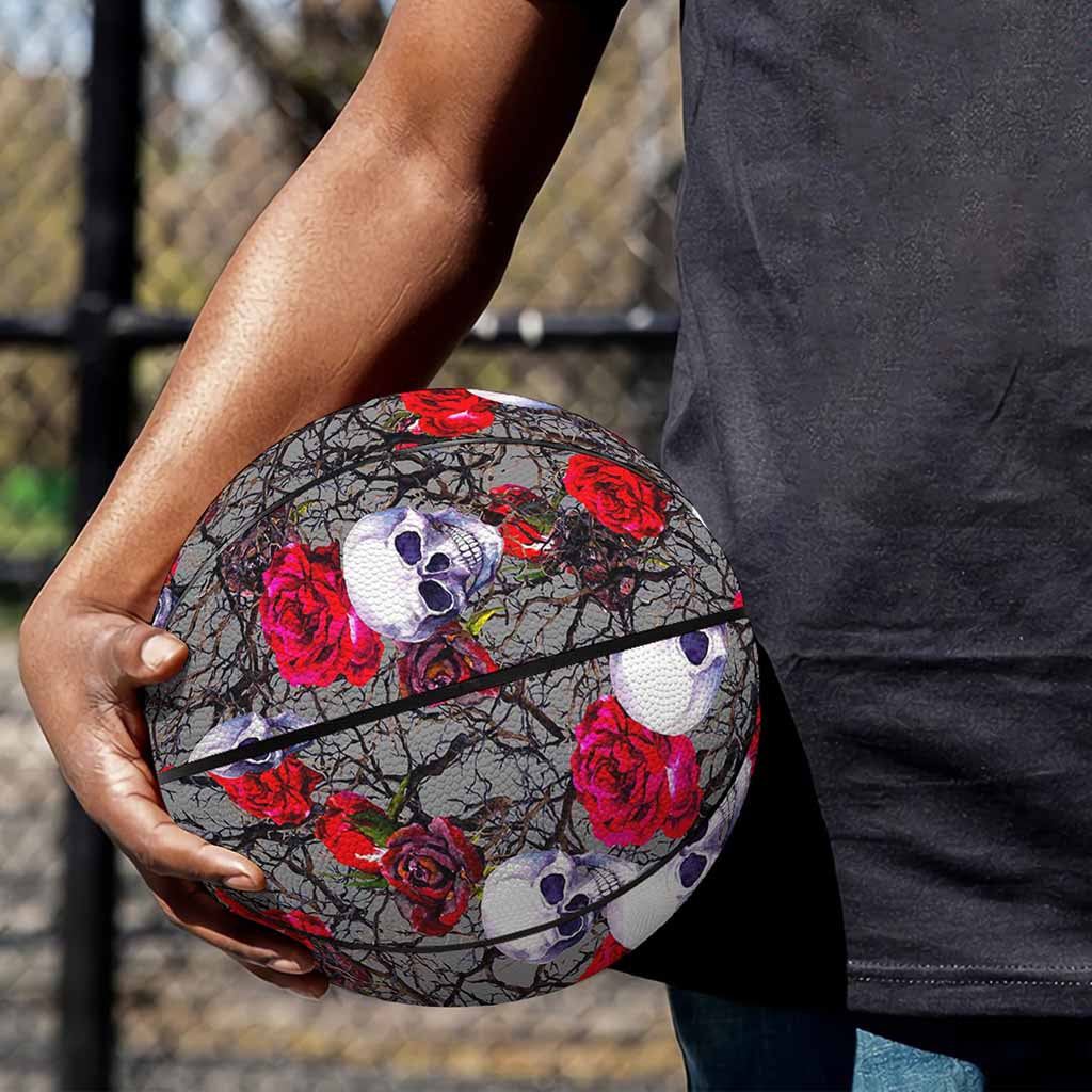 Rose Branch Skull Pattern Print Basketball