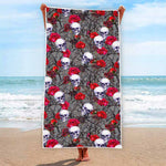 Rose Branch Skull Pattern Print Beach Towel