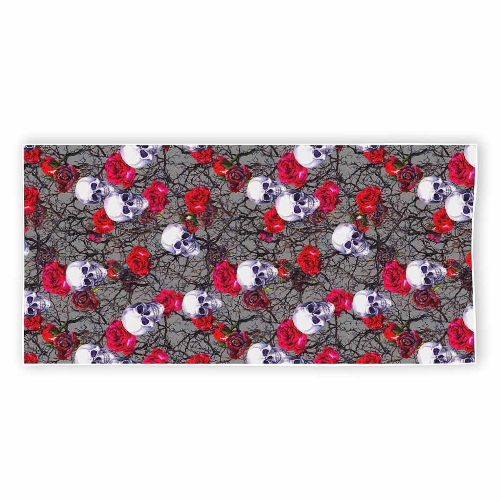Rose Branch Skull Pattern Print Beach Towel