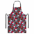 Rose Branch Skull Pattern Print Bib Apron With Pocket