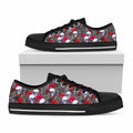 Rose Branch Skull Pattern Print Black Low Top Sneakers