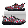 Rose Branch Skull Pattern Print Black Running Shoes