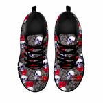 Rose Branch Skull Pattern Print Black Running Shoes