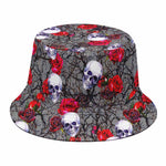 Rose Branch Skull Pattern Print Bucket Hat