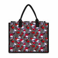 Rose Branch Skull Pattern Print Canvas Tote Bag