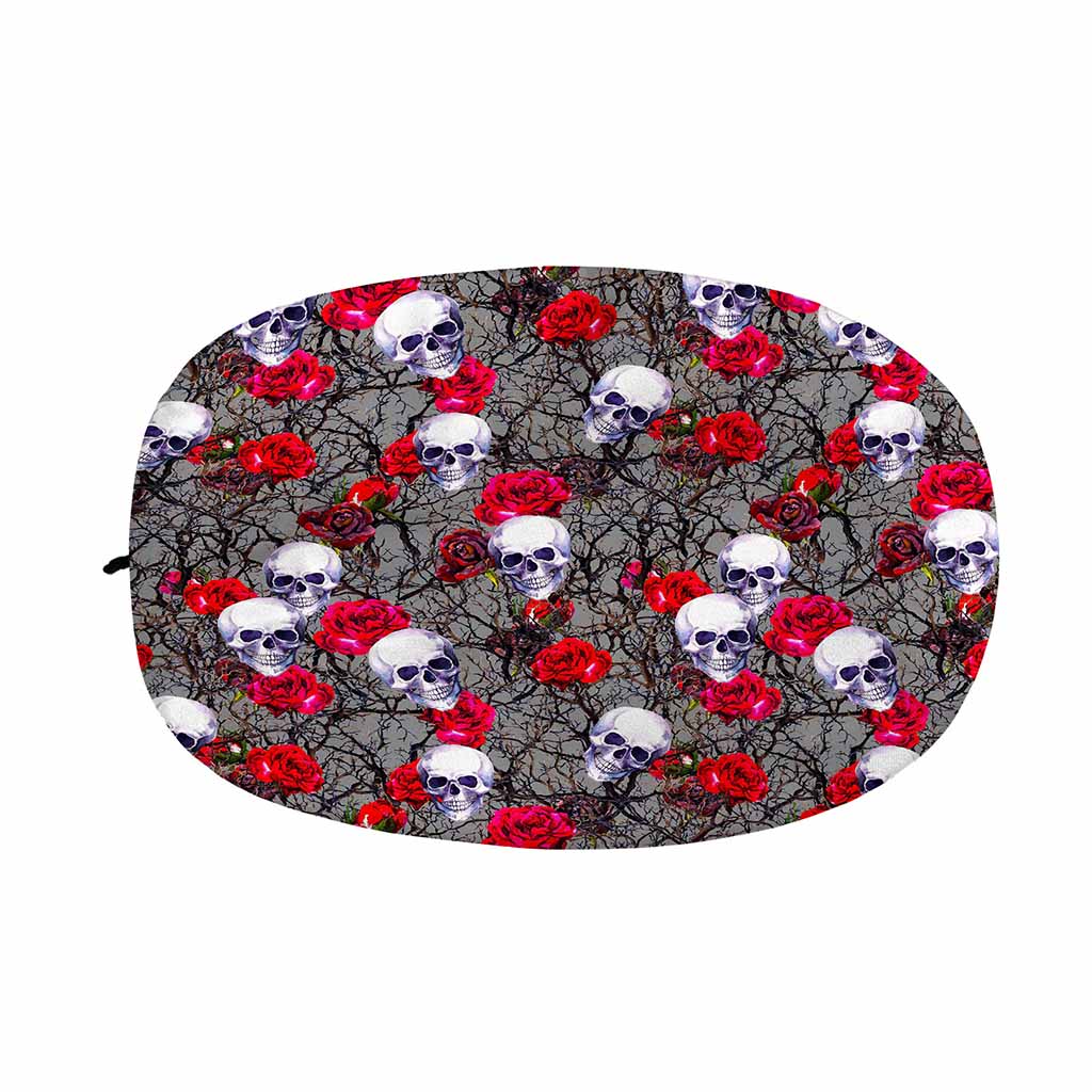 Rose Branch Skull Pattern Print Car Side Mirror Covers
