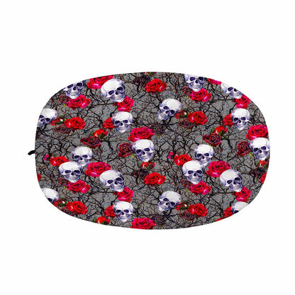Rose Branch Skull Pattern Print Car Side Mirror Covers