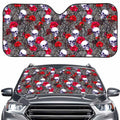 Rose Branch Skull Pattern Print Car Windshield Sun Shade