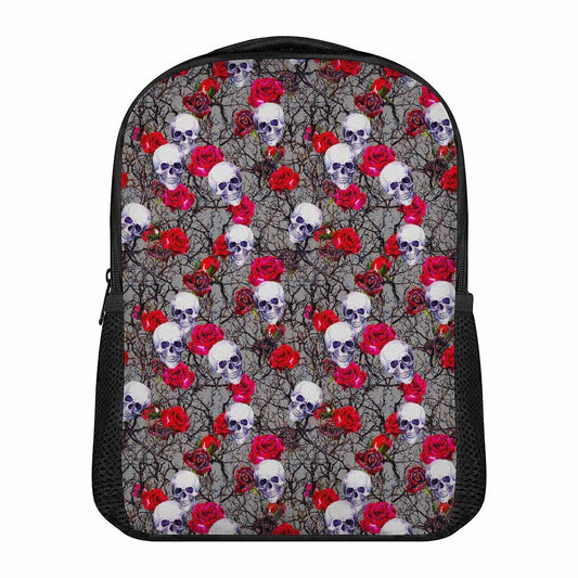 Rose Branch Skull Pattern Print Casual Backpack