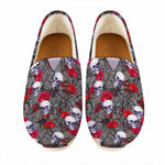 Rose Branch Skull Pattern Print Casual Shoes