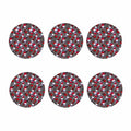 Rose Branch Skull Pattern Print Coaster Set
