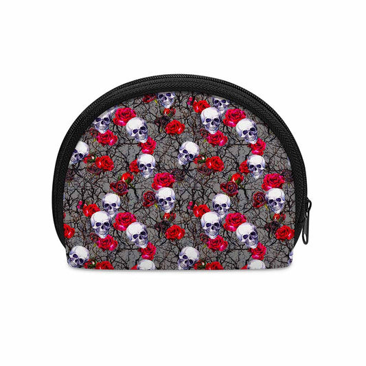 Rose Branch Skull Pattern Print Coin Purse