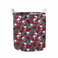 Rose Branch Skull Pattern Print Collapsible Laundry Basket