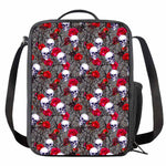 Rose Branch Skull Pattern Print Crossbody Lunch Bag