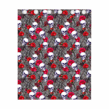 Rose Branch Skull Pattern Print Curtain