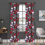 Rose Branch Skull Pattern Print Curtain