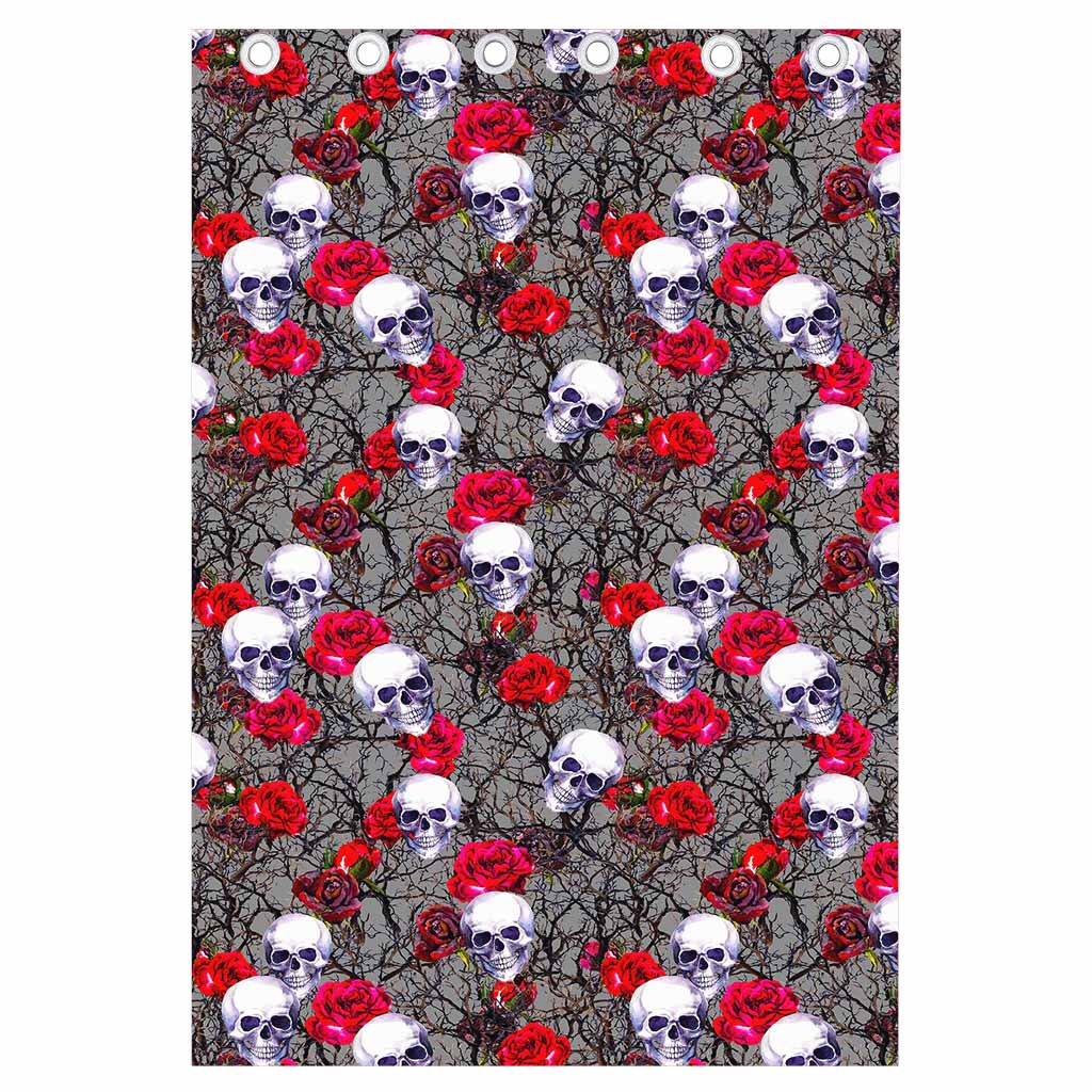 Rose Branch Skull Pattern Print Curtain