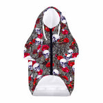Rose Branch Skull Pattern Print Dog Zip Up Hoodie