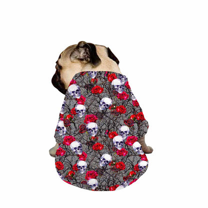 Rose Branch Skull Pattern Print Dog Zip Up Jacket