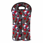Rose Branch Skull Pattern Print Double Neoprene Wine Tote