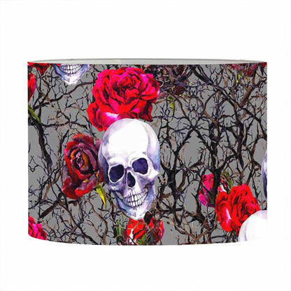 Rose Branch Skull Pattern Print Drum Lamp Shade